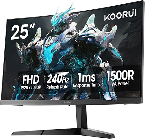 KOORUI 25 Inch Curved Gaming Monitor 240Hz